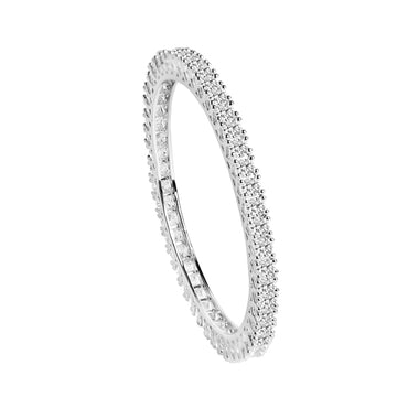 CLARA 925 Sterling Silver Round Solitaire Bangle Swiss Zirconia, Rhodium Plated Gift for Women and Girls