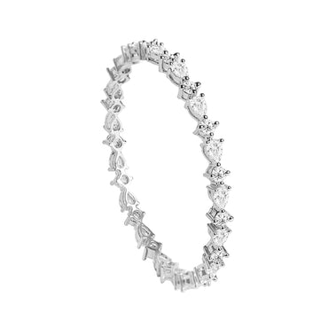 CLARA 925 Sterling Silver Solitaire Bangle Swiss Zirconia Rhodium Plated Gift for Women and Girls