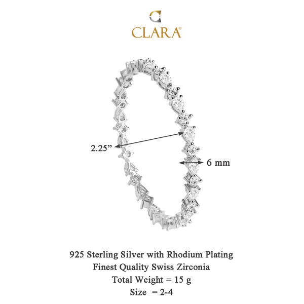 CLARA 925 Sterling Silver Solitaire Bangle Swiss Zirconia Rhodium Plated Gift for Women and Girls