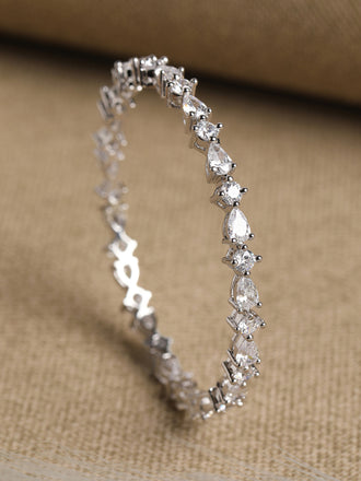 CLARA 925 Sterling Silver Solitaire Bangle Swiss Zirconia Rhodium Plated Gift for Women and Girls