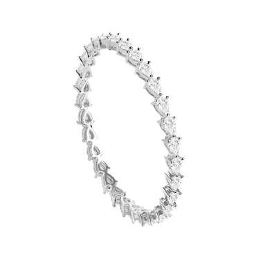 CLARA 925 Sterling Silver Pear Solitaire Bangle Swiss Zirconia Rhodium Plated Gift for Women and Girls