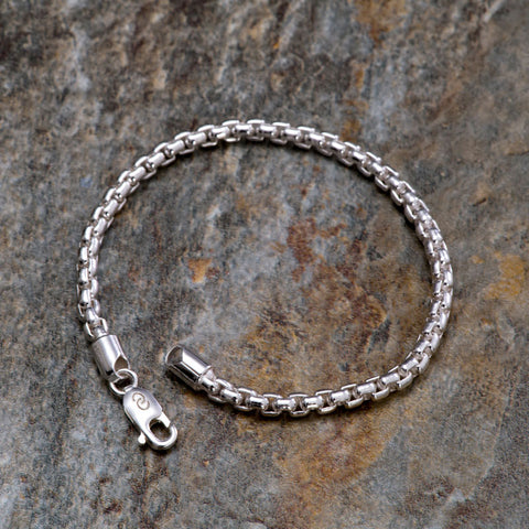 CLARA Anti-Tarnish 92.5 Sterling Silver Box Bracelet 8 inch 17 gm Gift for Men & Boys