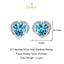 CLARA 925 Sterling Silver Sky Blue Heart Earring Rhodium Plated, Swiss Zirconia Gift for Women & Girls