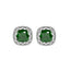 CLARA 925 Sterling Silver Dark Green Cushion Earring Rhodium Plated, Swiss Zirconia Gift for Women & Girls