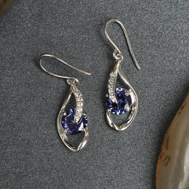Silver Royal Blue Eye Earring