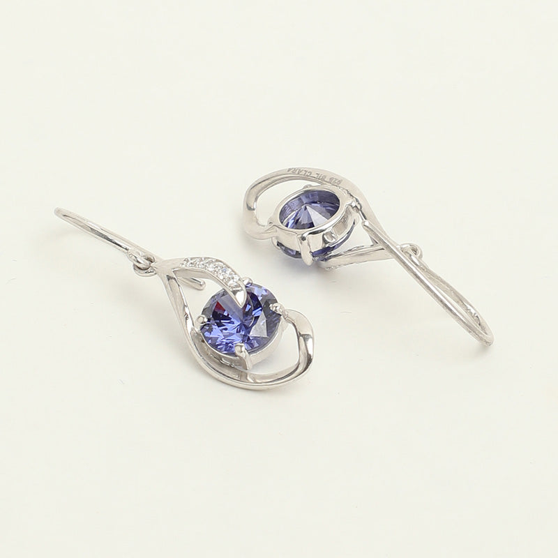 CLARA 925 Sterling Silver Royal Blue Eye Earring Rhodium Plated, Swiss Zirconia Gift for Women & Girls