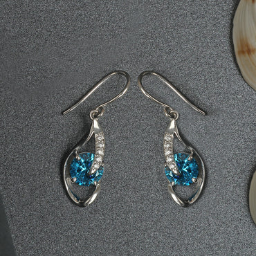 Silver Sky Blue Eye Earring