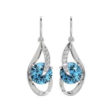 CLARA 925 Sterling Silver Sky Blue Eye Earring | Rhodium Plated, Swiss Zirconia | Gift for Women & Girls