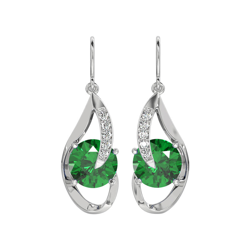 CLARA 925 Sterling Silver Dark Green Eye Earring Rhodium Plated, Swiss Zirconia Gift for Women & Girls