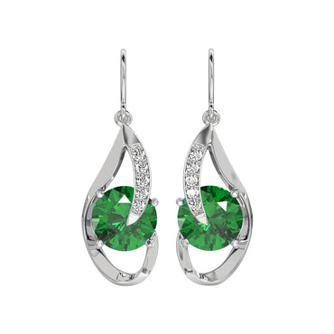 CLARA 925 Sterling Silver Dark Green Eye Earring | Rhodium Plated, Swiss Zirconia | Gift for Women & Girls