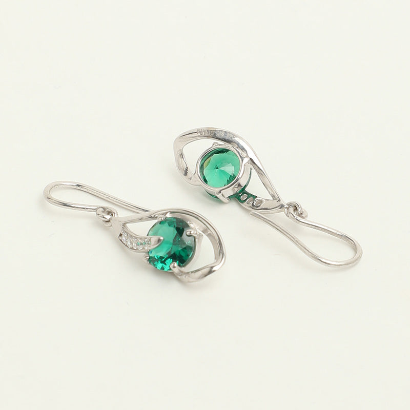 CLARA 925 Sterling Silver Dark Green Eye Earring Rhodium Plated, Swiss Zirconia Gift for Women & Girls