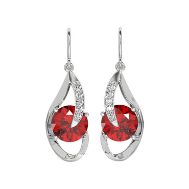 CLARA 925 Sterling Silver Blood Red Eye Earring | Rhodium Plated, Swiss Zirconia | Gift for Women & Girls