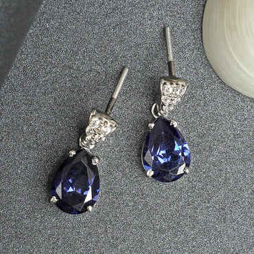 Silver Royal Blue Tear Drop Earring