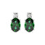 CLARA 925 Sterling Silver Dark Green Oval Earring Rhodium Plated, Swiss Zirconia Gift for Women & Girls