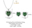 CLARA 925 Sterling Silver Dark Green Heart Pendant Earring Chain Jewellery Set | Rhodium Plated, Swiss Zirconia | Gift for Women & Girls