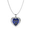 CLARA 925 Sterling Silver Royal Blue Heart Pendant Rhodium Plated, Swiss Zirconia Gift for Women & Girls