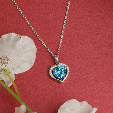 Silver Sky Blue Heart Pendant