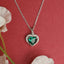 CLARA 925 Sterling Silver Dark Green Heart Pendant Rhodium Plated, Swiss Zirconia Gift for Women & Girls