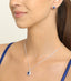 CLARA 925 Sterling Silver Royal Blue Cushion Pendant Earring Chain Jewellery Set | Rhodium Plated, Swiss Zirconia | Gift for Women & Girls