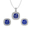 Silver Royal Blue Cushion Jewellery Set
