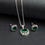 CLARA 925 Sterling Silver Dark Green Cushion Pendant Earring Chain Jewellery Set Rhodium Plated, Swiss Zirconia Gift for Women & Girls