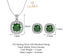 CLARA 925 Sterling Silver Dark Green Cushion Pendant Earring Chain Jewellery Set | Rhodium Plated, Swiss Zirconia | Gift for Women & Girls