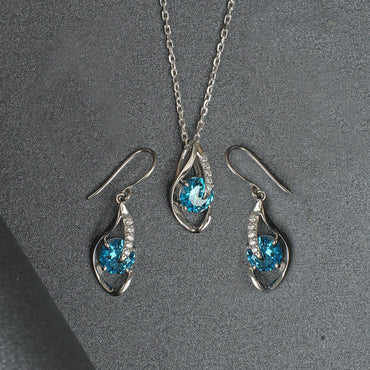 Silver Sky Blue Eye Jewellery Set