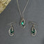 CLARA 925 Sterling Silver Dark Green Eye Pendant Earring Chain Jewellery Set | Rhodium Plated, Swiss Zirconia | Gift for Women & Girls