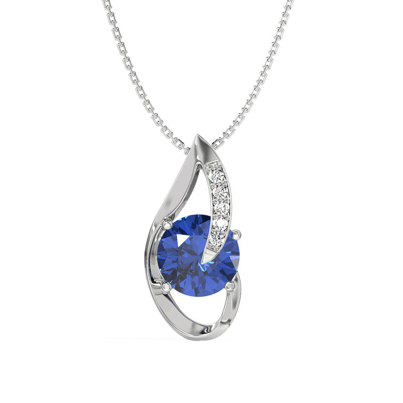 CLARA 925 Sterling Silver Royal Blue Eye Pendant Rhodium Plated, Swiss Zirconia Gift for Women & Girls