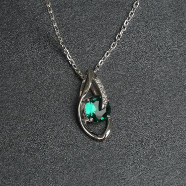 Silver Dark Green Eye Pendant