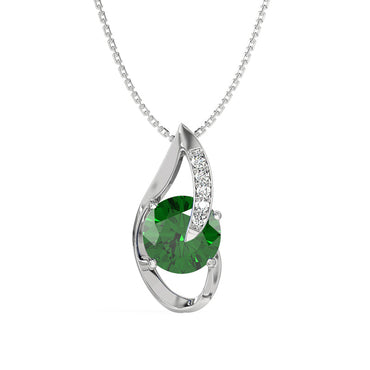 CLARA 925 Sterling Silver Dark Green Eye Pendant | Rhodium Plated, Swiss Zirconia | Gift for Women & Girls