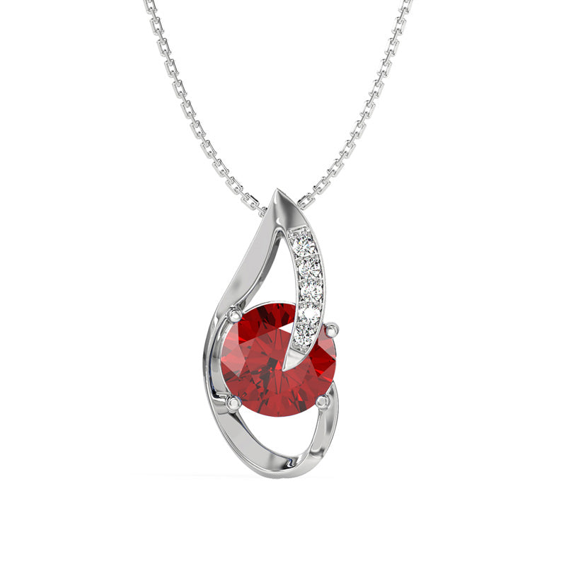 CLARA 925 Sterling Silver Blood Red Eye Pendant Rhodium Plated, Swiss Zirconia Gift for Women & Girls