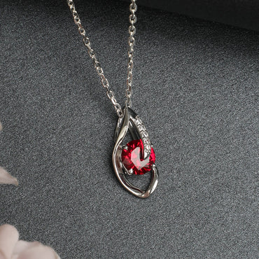 Silver Blood Red Eye Pendant