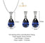 CLARA 925 Sterling Silver Royal Blue Tear Drop Pendant Earring Chain Jewellery Set Rhodium Plated, Swiss Zirconia Gift for Women & Girls