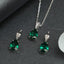 CLARA 925 Sterling Silver Dark Green Tear Drop Pendant Earring Chain Jewellery Set | Rhodium Plated, Swiss Zirconia | Gift for Women & Girls