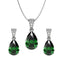 Silver Dark Green Tear Drop Jewellery Set