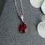 CLARA 925 Sterling Silver Blood Red Tear Drop Pendant Rhodium Plated, Swiss Zirconia Gift for Women & Girls