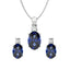 Silver Royal Blue Oval Jewellery Set