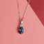 CLARA 925 Sterling Silver Royal Blue Oval Pendant | Rhodium Plated, Swiss Zirconia | Gift for Women & Girls