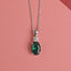CLARA 925 Sterling Silver Dark Green Oval Pendant | Rhodium Plated, Swiss Zirconia | Gift for Women & Girls