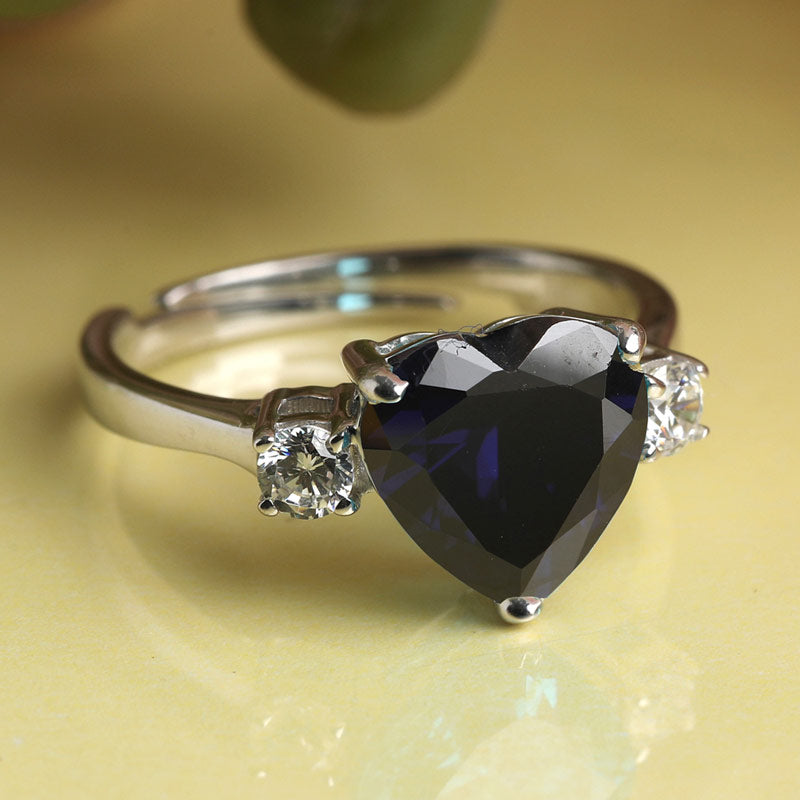 Showroom of Black heart ring in 925 sterling silver mga - lrs5127 | Jewelxy  - 230436