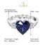 CLARA 925 Sterling Silver Royal Blue Heart Ring with Adjustable Band Rhodium Plated, Swiss Zirconia Gift for Women & Girls