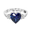 CLARA 925 Sterling Silver Royal Blue Heart Ring with Adjustable Band Rhodium Plated, Swiss Zirconia Gift for Women & Girls