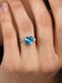 CLARA 925 Sterling Silver Sky Blue Heart Ring with Adjustable Band Rhodium Plated, Swiss Zirconia Gift for Women & Girls