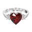 CLARA 925 Sterling Silver Blood Red Heart Ring with Adjustable Band Rhodium Plated, Swiss Zirconia Gift for Women & Girls