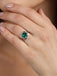 CLARA 925 Sterling Silver Dark Green Cushion Ring with Adjustable Band Rhodium Plated, Swiss Zirconia Gift for Women & Girls