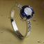 CLARA 925 Sterling Silver Royal Blue Eye Ring with Adjustable Band Rhodium Plated, Swiss Zirconia Gift for Women & Girls