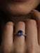 CLARA 925 Sterling Silver Royal Blue Eye Ring with Adjustable Band | Rhodium Plated, Swiss Zirconia | Gift for Women & Girls