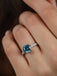 CLARA 925 Sterling Silver Sky Blue Eye Ring with Adjustable Band Rhodium Plated, Swiss Zirconia Gift for Women & Girls