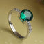 CLARA 925 Sterling Silver Dark Green Eye Ring with Adjustable Band | Rhodium Plated, Swiss Zirconia | Gift for Women & Girls